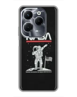 Чехол для Infinix Hot 40 Play с картинкой «NASA — шагаем по Луне»