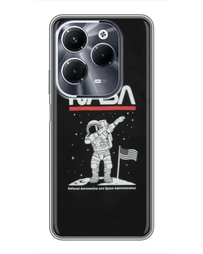 Чехол для Infinix Hot 40 Play с картинкой «NASA — шагаем по Луне»