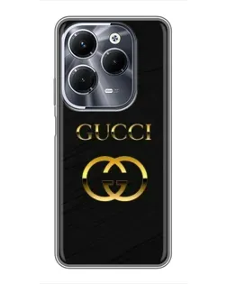 Чехол для Infinix Hot 40 Play с картинкой «Золотой логотип Gucci»