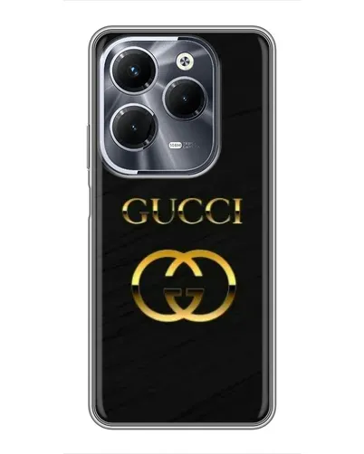 Чехол для Infinix Hot 40 Play с картинкой «Золотой логотип Gucci»