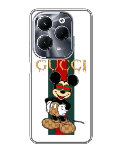 Чехол для Infinix Hot 40 Play с картинкой «Микки Маус Gucci — полосы»