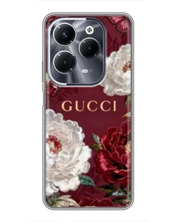 Чохол для Infinix Hot 40 Play з картинкою «Gucci — бордові троянди»