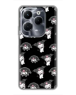 Чехол для Infinix Hot 40 Play с картинкой «Черный паттерн Kuromi»