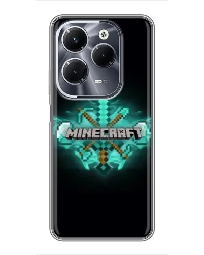 Чехол для Infinix Hot 40 Play с картинкой «Minecraft Diamond лого» Чехол для Infinix Hot 40 Play с картинкой «Minecraft Diamond лого»
