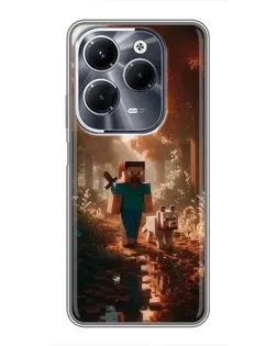 Чехол для Infinix Hot 40 Play с картинкой «Стив в лесу»