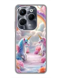 Чехол для Infinix Hot 40 Play с картинкой «Радуга и единороги»