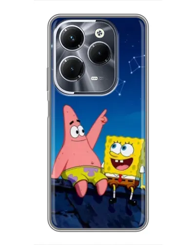 Чехол для Infinix Hot 40 Play с картинкой «Губка Боб и Патрик ночью» Чехол для Infinix Hot 40 Play с картинкой «Губка Боб и Патрик ночью»