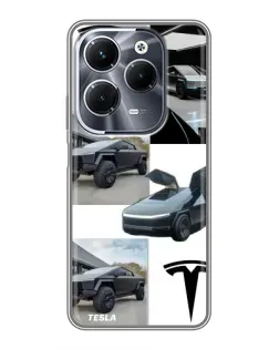 Чехол для Infinix Hot 40 Play с картинкой «Коллаж Cybertruck Tesla»