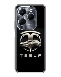 Чехол для Infinix Hot 40 Play с картинкой «Tesla — серебристое авто»