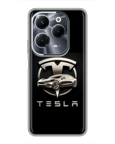 Чехол для Infinix Hot 40 Play с картинкой «Tesla — серебристое авто» Чехол для Infinix Hot 40 Play с картинкой «Tesla — серебристое авто»