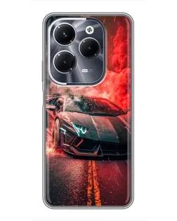 Чехол для Infinix Hot 40 Play с картинкой «Lamborghini красный дым»