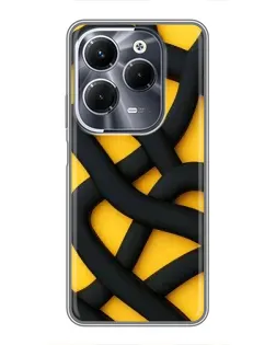 Чехол для Infinix Hot 40 Play с картинкой «Черное желтое переплетение»