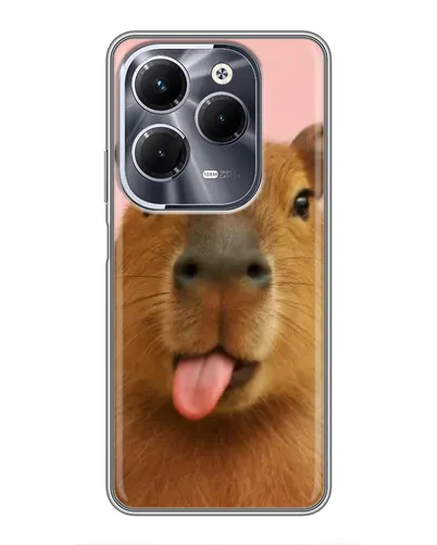 Чехол для Infinix Hot 40 Play с картинкой «Капибара с языком»