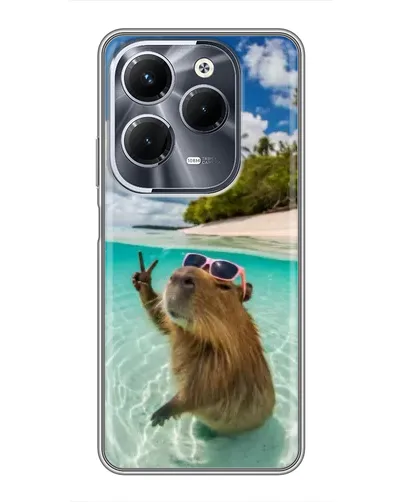 Чехол для Infinix Hot 40 Play с картинкой «Капибара на море»