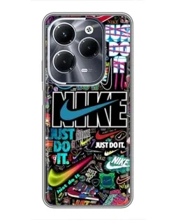 Чехол для Infinix Hot 40 Pro с картинкой «Яркий коллаж Nike»