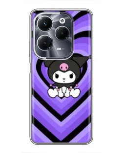 Чехол для Infinix Hot 40 Pro с картинкой «Kuromi и фиолетовые сердца»