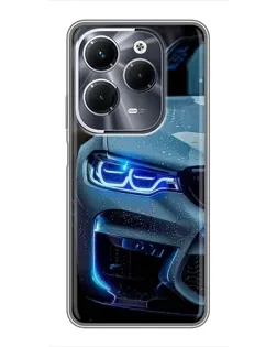 Чехол для Infinix Hot 40 Pro с картинкой «Взгляд BMW с синими фарами»