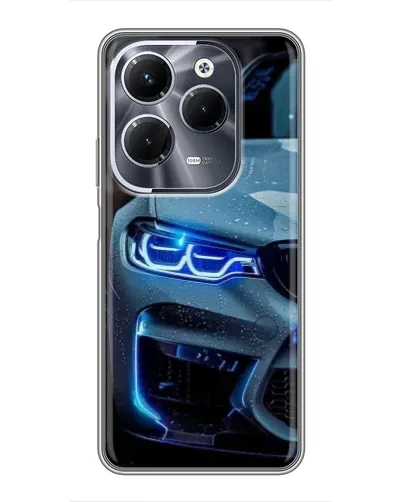 Чехол для Infinix Hot 40 Pro с картинкой «Взгляд BMW с синими фарами» Чехол для Infinix Hot 40 Pro с картинкой «Взгляд BMW с синими фарами»