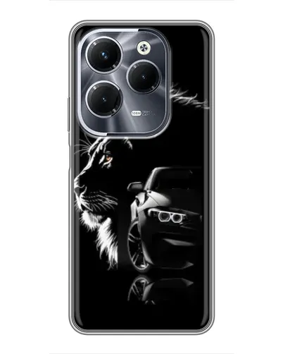 Чехол для Infinix Hot 40 Pro с картинкой «BMW и лев» Чехол для Infinix Hot 40 Pro с картинкой «BMW и лев»