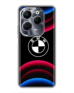 Чехол для Infinix Hot 40 Pro с картинкой «Логотип BMW и неоновые дуги»