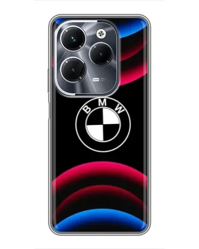 Чехол для Infinix Hot 40 Pro с картинкой «Логотип BMW и неоновые дуги» Чехол для Infinix Hot 40 Pro с картинкой «Логотип BMW и неоновые дуги»