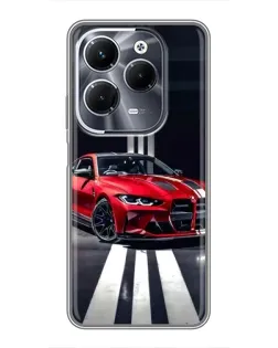 Чехол для Infinix Hot 40 Pro с картинкой «Красная BMW на дороге»