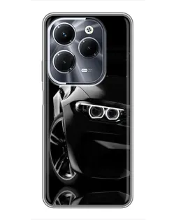 Чехол для Infinix Hot 40 Pro с картинкой «Черная BMW — профиль»
