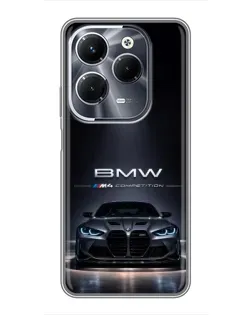 Чехол для Infinix Hot 40 Pro с картинкой «BMW сквозь ночной город»
