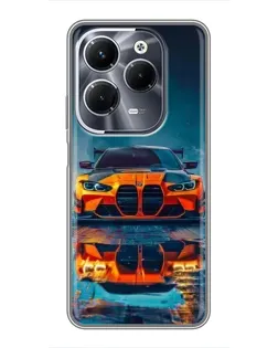Чехол для Infinix Hot 40 Pro с картинкой «BMW — золотая эмблема»
