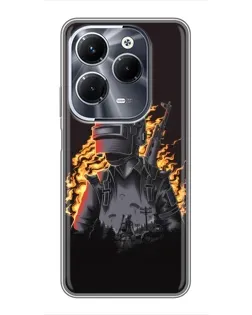 Чехол для Infinix Hot 40 Pro с картинкой «PUBG — огненный силуэт»