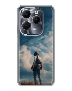 Чехол для Infinix Hot 40 Pro с картинкой «Герой PUBG на скале»
