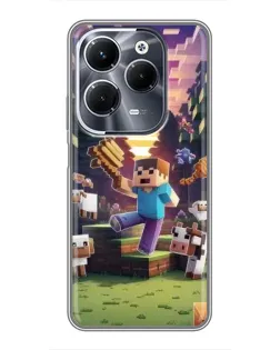 Чехол для Infinix Hot 40 Pro с картинкой «Стив на ферме»