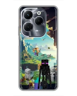 Чехол для Infinix Hot 40 Pro с картинкой «Эндермен в лесу»