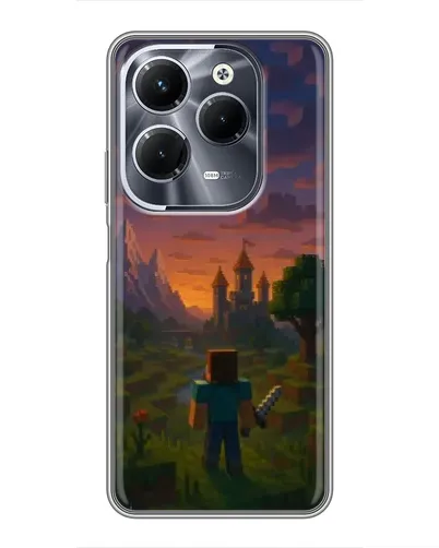 Чехол для Infinix Hot 40 Pro с картинкой «Стив у башни»