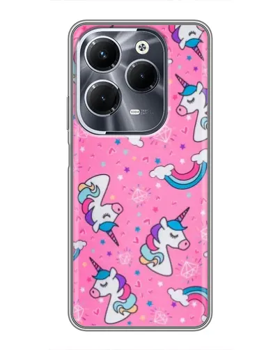Чехол для Infinix Hot 40 Pro с картинкой «Unicorn паттерн розовый»