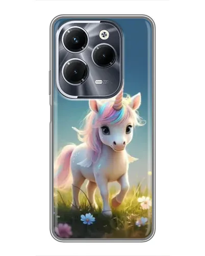 Чехол для Infinix Hot 40 Pro с картинкой «Единорог на поляне»