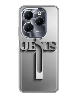 Чохол для Infinix Hot 40 Pro з картинкою «Металевий хрест Jesus»