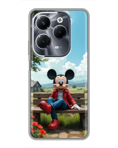 Чехол для Infinix Hot 40 Pro с картинкой «Микки на скамейке»