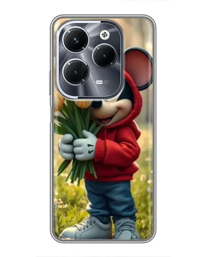 Чехол для Infinix Hot 40 Pro с картинкой «Микки с тюльпанами»
