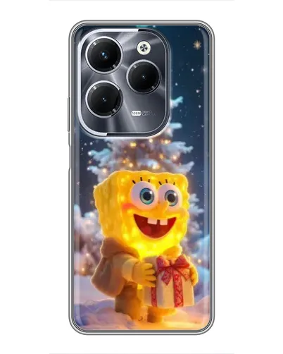 Чехол для Infinix Hot 40 Pro с картинкой «Рождественский Спанч Боб»
