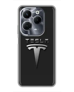 Чохол для Infinix Hot 40 Pro з картинкою «Сталевий логотип Tesla»