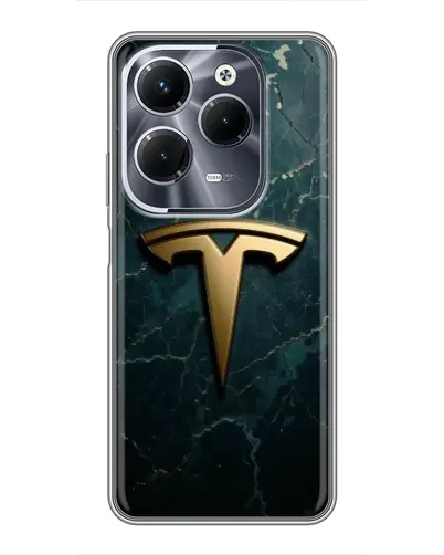Чехол для Infinix Hot 40 Pro с картинкой «Мраморная Tesla Gold»