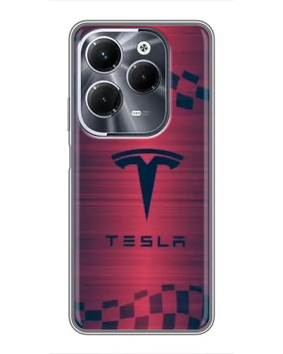 Чехол для Infinix Hot 40 Pro с картинкой «Тесла красный карбон»