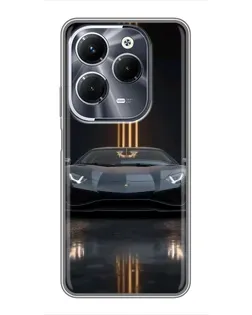 Чехол для Infinix Hot 40 Pro с картинкой «Lamborghini золотые линии»
