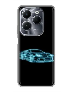 Чехол для Infinix Hot 40 Pro с картинкой «Неоновый контур Lamborghini»