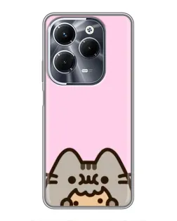 Чехол для Infinix Hot 40 Pro с картинкой «Pusheen и печенье»