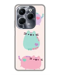 Чохол для Infinix Hot 40 Pro з картинкою «Pusheen тріо»