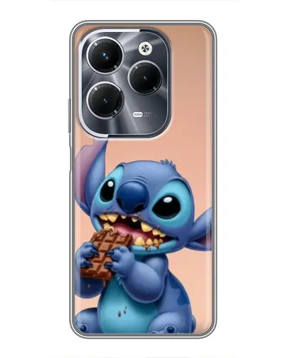Чехол для Infinix Hot 40 Pro с картинкой «Стич ест шоколад»