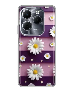 Чехол для Infinix Hot 40 Pro с картинкой «Ромашки на фиолетовом»