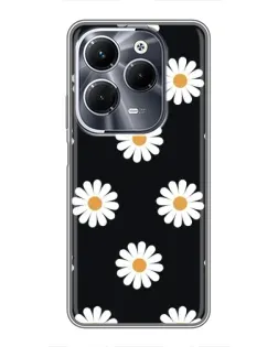 Чехол для Infinix Hot 40 Pro с картинкой «Ромашки на черном»